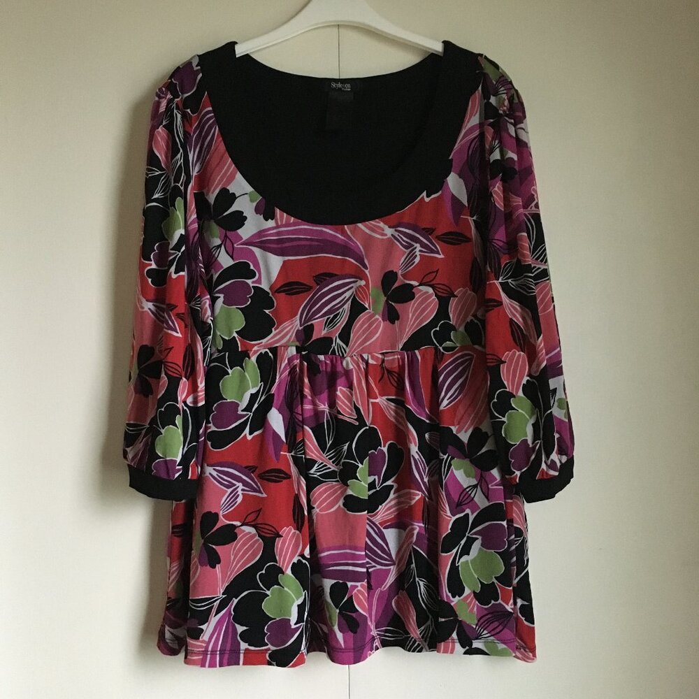 Y2K Fairygrunge Dollette Pink, Green, Red, Purple Floral Baby Doll Top